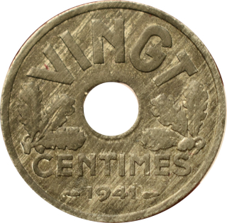 Francúzsko 20 Centimes 1941