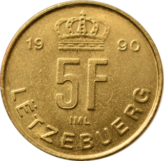 Luxembursko 5 Francs 1990