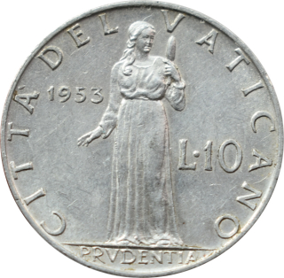 Vatikán 10 Lira 1953