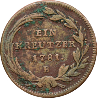 Jozef II. 1 Kreutzer 1781 B