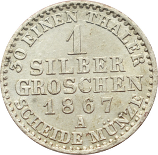 Sasko 1 Silber Grochen 1867 A