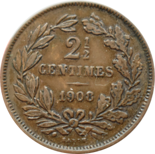 Luxembursko 2 1/2 Centimes 1908