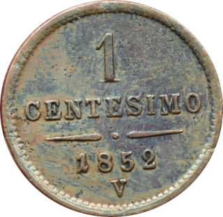 F.J. 1 Centesimo 1852 V