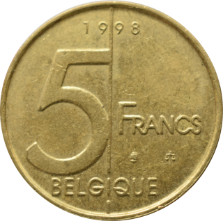 Belgicko 5 Francs 1998