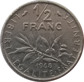 Francúzsko 1/2 Franc 1968