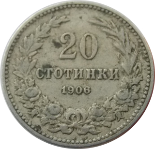 Bulharsko 20 Stotinki 1906