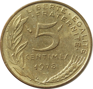 Francúzsko 5 Centimes 1978