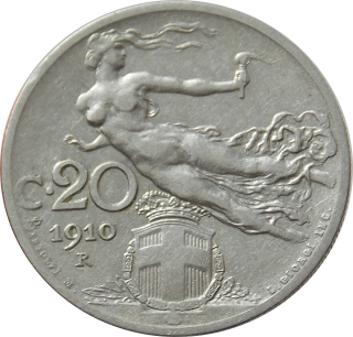 Taliansko 20 Centesimi 1910 R