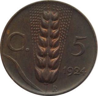 Taliansko 5 Centesimi 1924 
