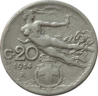 Taliansko 20 Centesimi 1914 R 