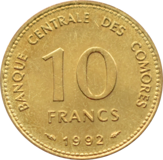 Komory 10 Francs 1992