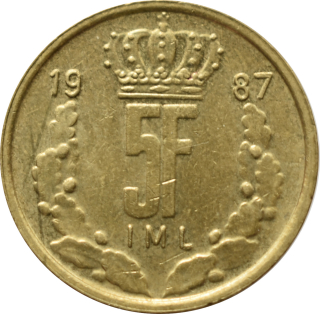 Luxembursko 5 Francs 1987