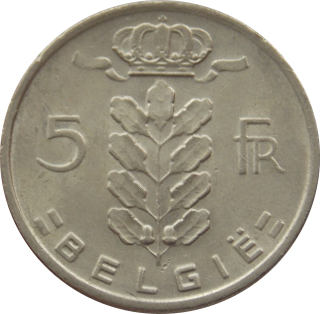 Belgicko 5 Francs 1969