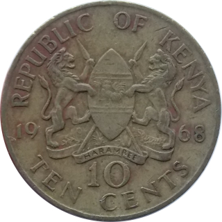 Keňa 10 Cents 1968