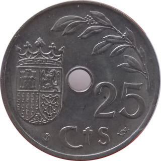 Španielsko 25 Centimos 1937