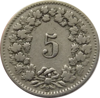 Švajčiarsko 5 Rappen 1900 