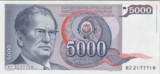 Juhoslávia 5000 Dinara 1985