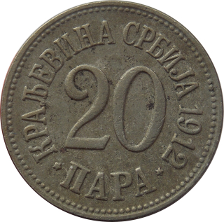 Srbsko 20 Para 1912