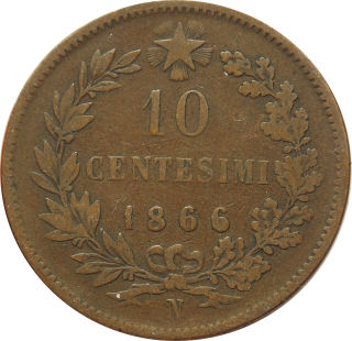 Taliansko 10 Centesimi 1866 N