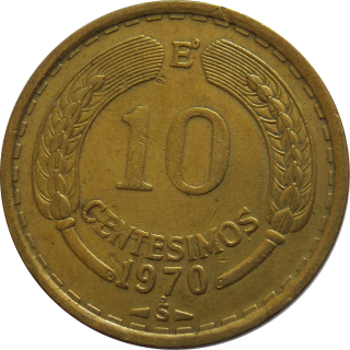 Čile 10 Centesimos 1970 