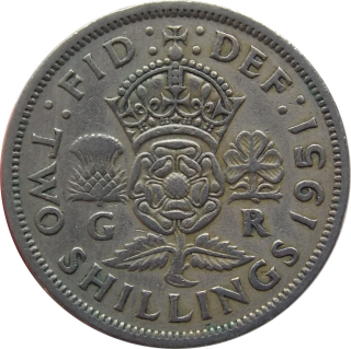 Anglicko 2 Shillings 1951