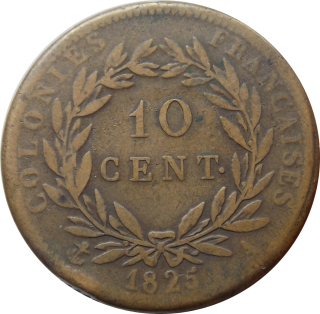 Francúzske kolónie 10 Centimes 1825