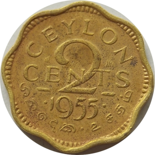 Cejlon 2 Cents 1955