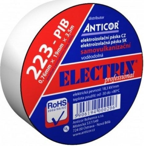elektro izolačná páska ANTICOR 223-PIB, samovulkanizačná, 19 mm x 7,5 m