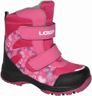 Detské zimné topánky Loap Chosee J55V ružové srdiečka
