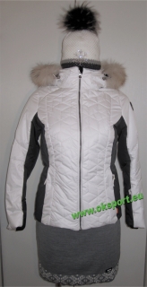 Dámska zimná bunda Icepeak Claudia IA s pravou kožušinou biela model 2018/19