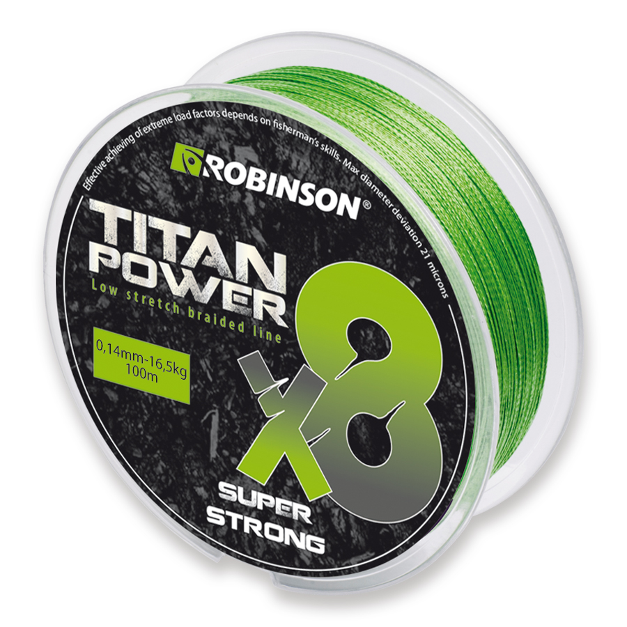 Pletená šnúra Robinson Titan Power X8, 0,28mm (100m)