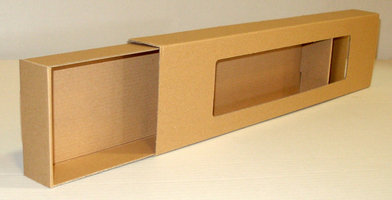 Kartónový obal 430 x 100 x 40 mm,s okienkom ,3 VLE Kraft