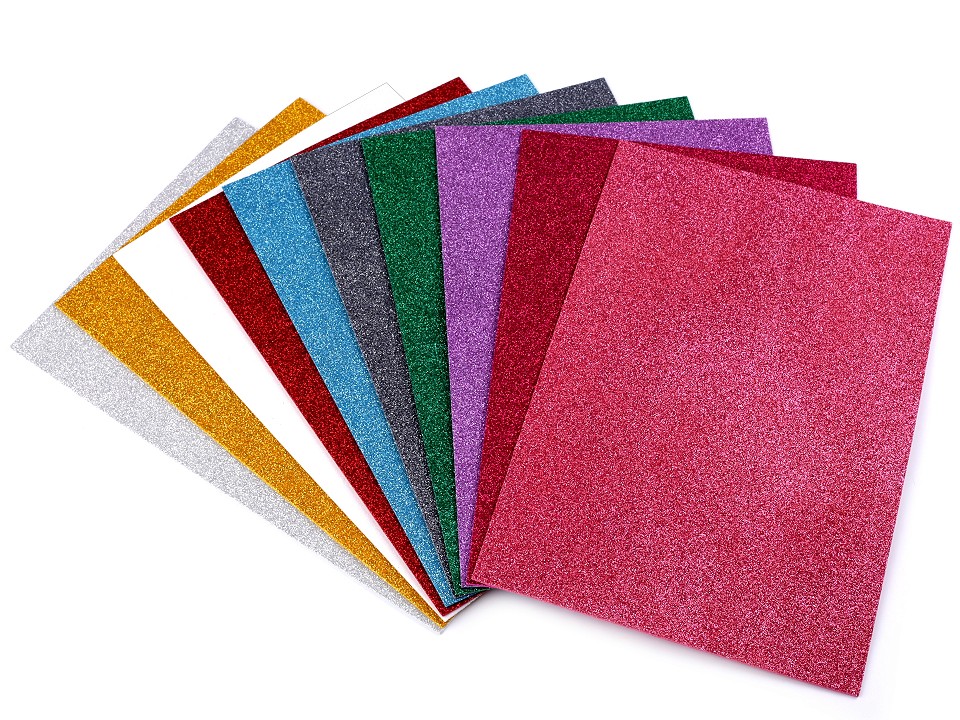 Penová guma Moosgummi s glitrami 20x30 cm - 10 ks