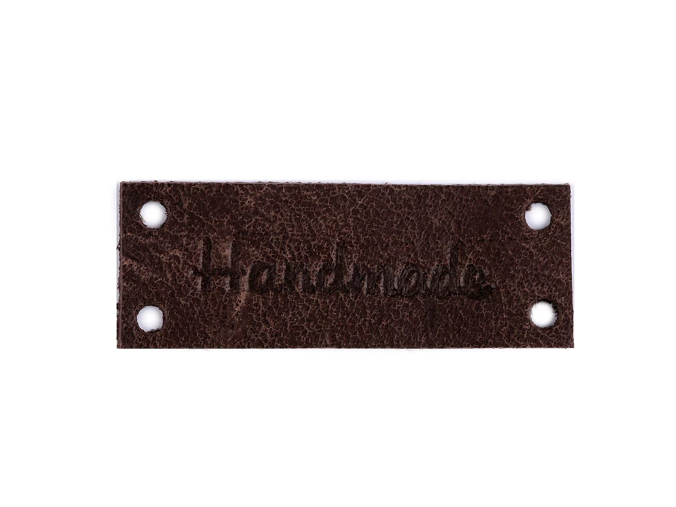 Kožená ceduľka / štítok Handmade 16x44 mm - 1 ks