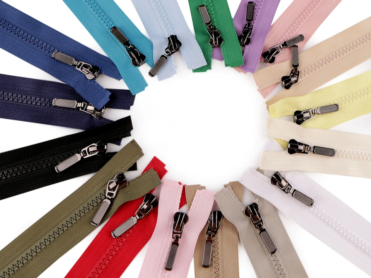 Kostený zips No 5 dĺžka 30 cm s ozdobným jazdcom- 1ks