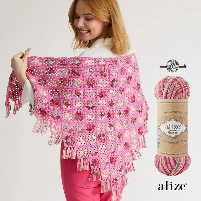 Pletacia vlnená ponožková priadza Alize Superwash Artisan 100g