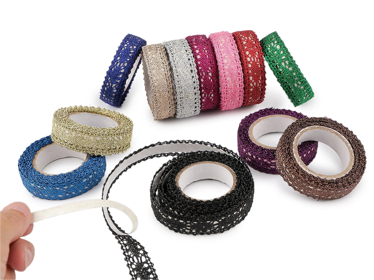 Samolepiaca čipka šírka 15 mm metalická- 1ks