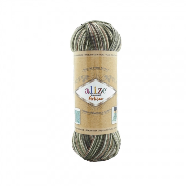 Pletacia vlnená ponožková priadza Alize Superwash Artisan 100g