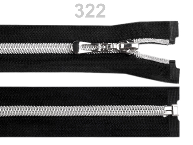 Špirálový zips so striebornými zúbkami šírka 7 mm dĺžka 75 cm-1ks