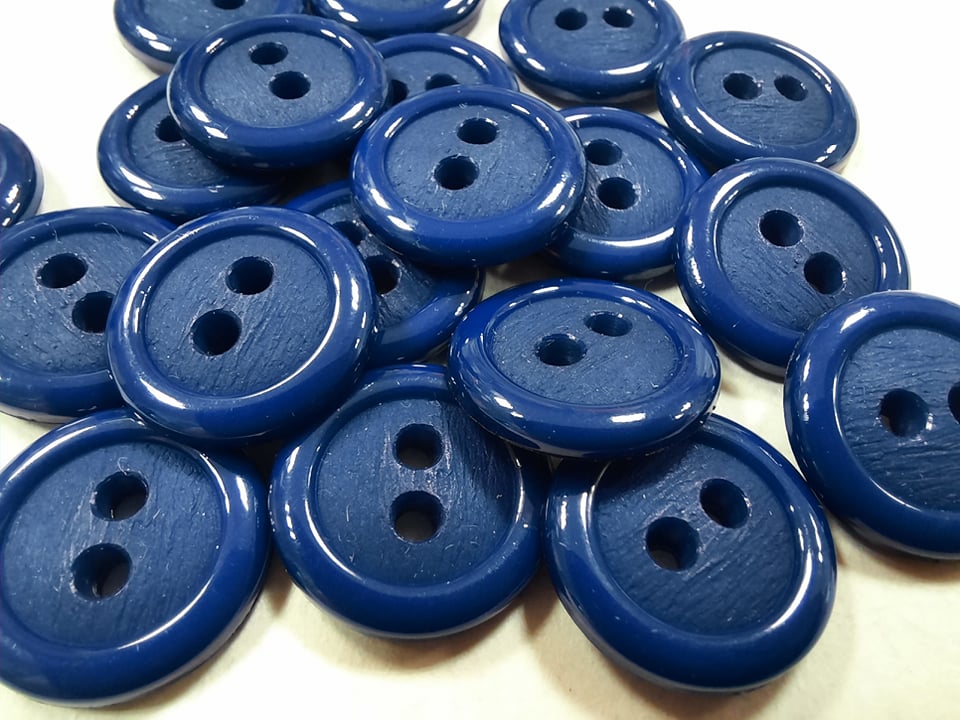 Modrý gombík s lesklým okrajom Ø 21mm - 1 ks