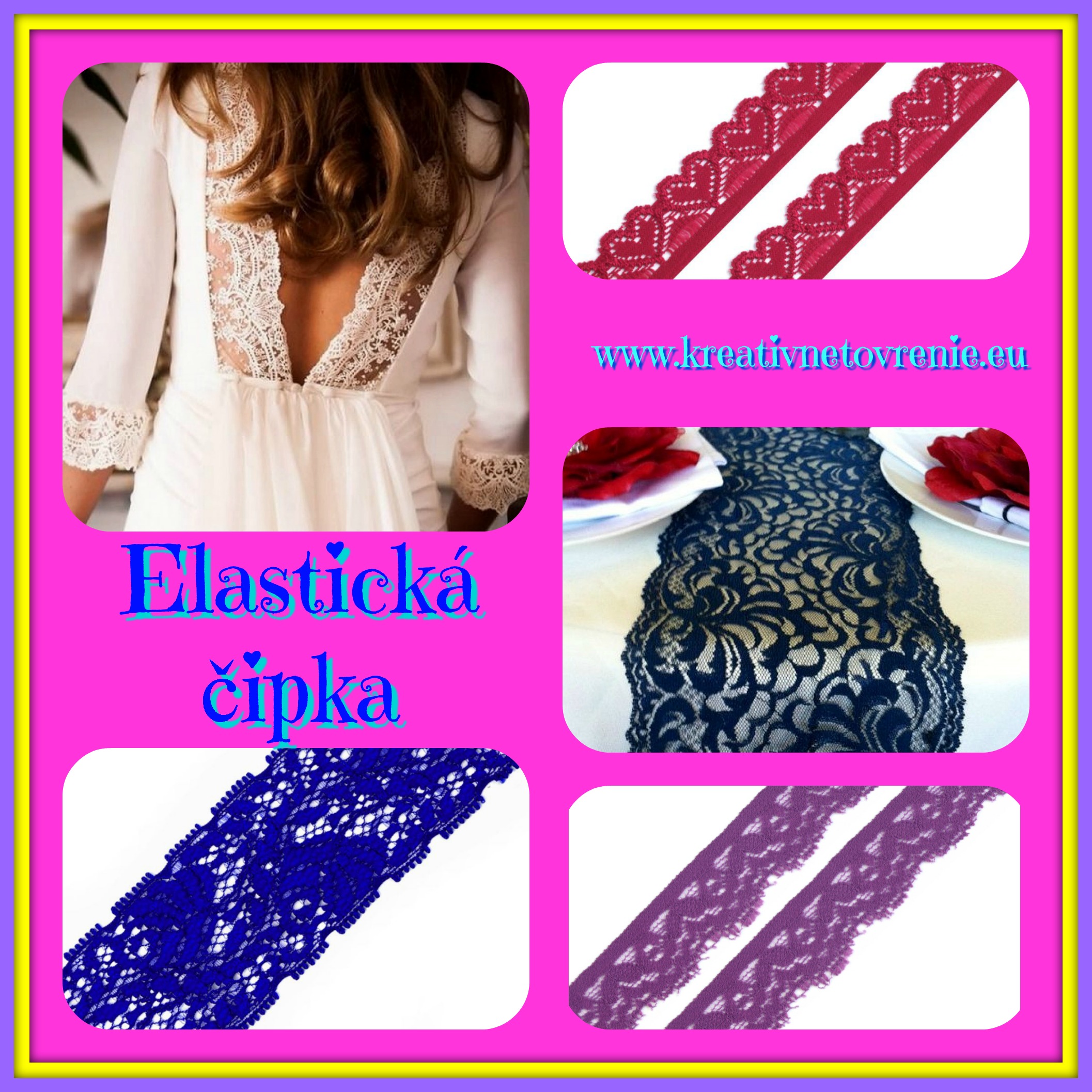Elastická čipka / vsadka / behúň šírka 160 mm - 1m