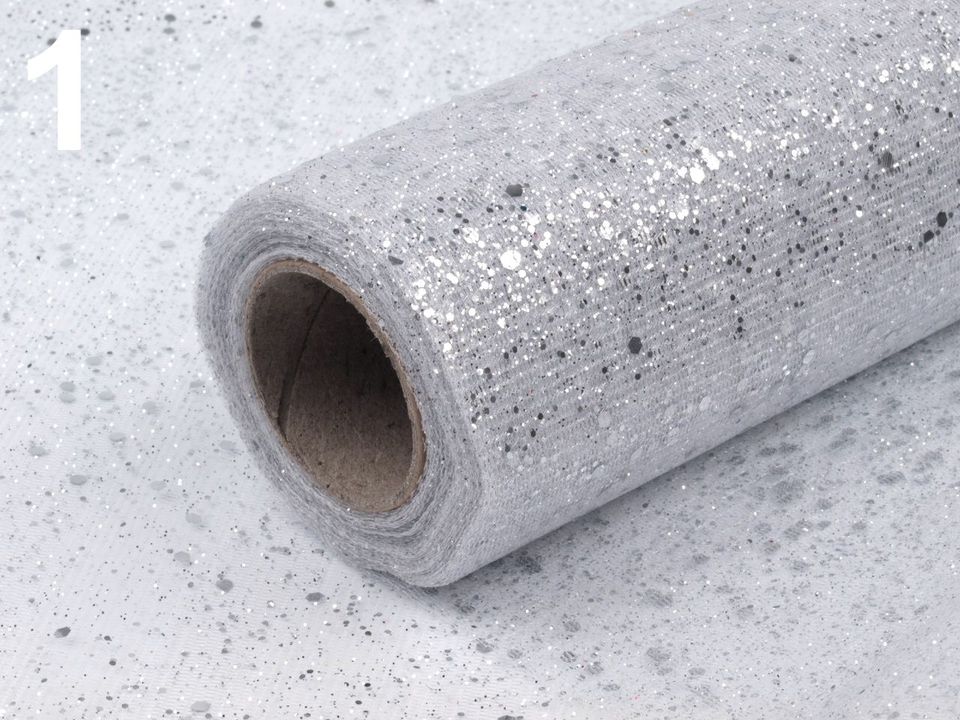 Tyl dekoračný s glitrami šírka 20 cm - balenie 10 metrov