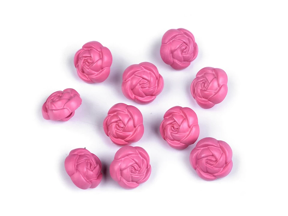 Plastové mini gombíky / korálky ruže Ø11 mm - 10 ks