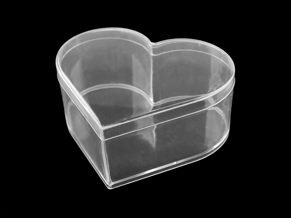 Plastová krabička / box s vekom srdce 10x11x5 cm-1ks