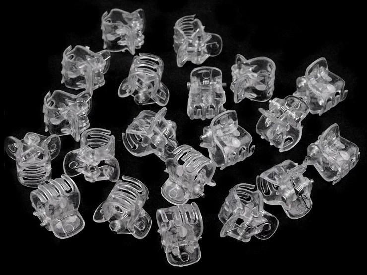 Štipec do vlasov malý 10x13 mm transparent - 20ks