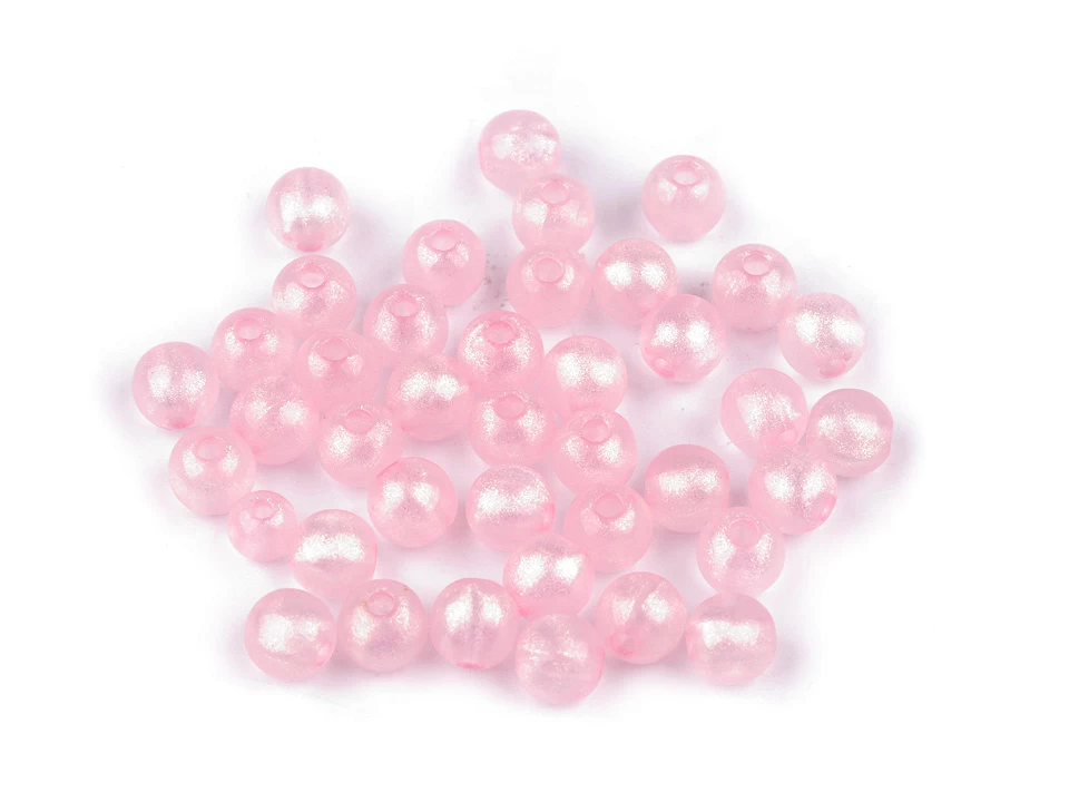 Plastové koráliky perleťový AB frost efekt Ø10 mm - 20 g