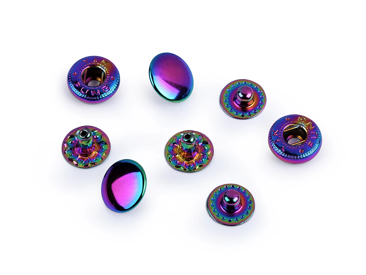Kovové cvoky Ø10 mm dúhové - 10 sada