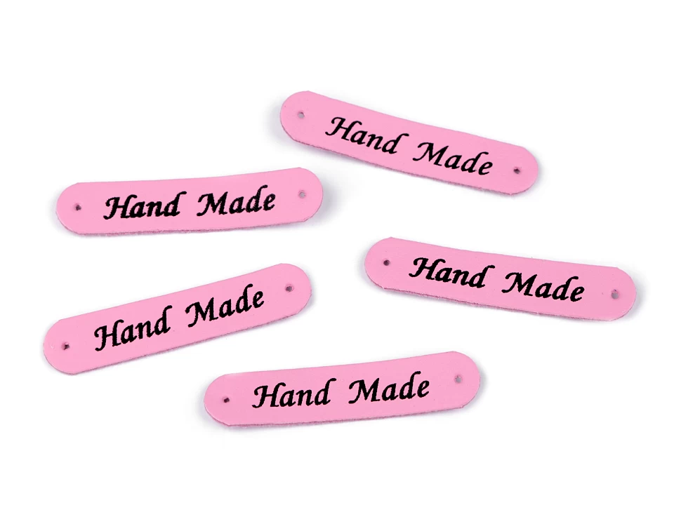 Nášivka / štítok z eko kože Hand Made 10x48 mm - 5 ks