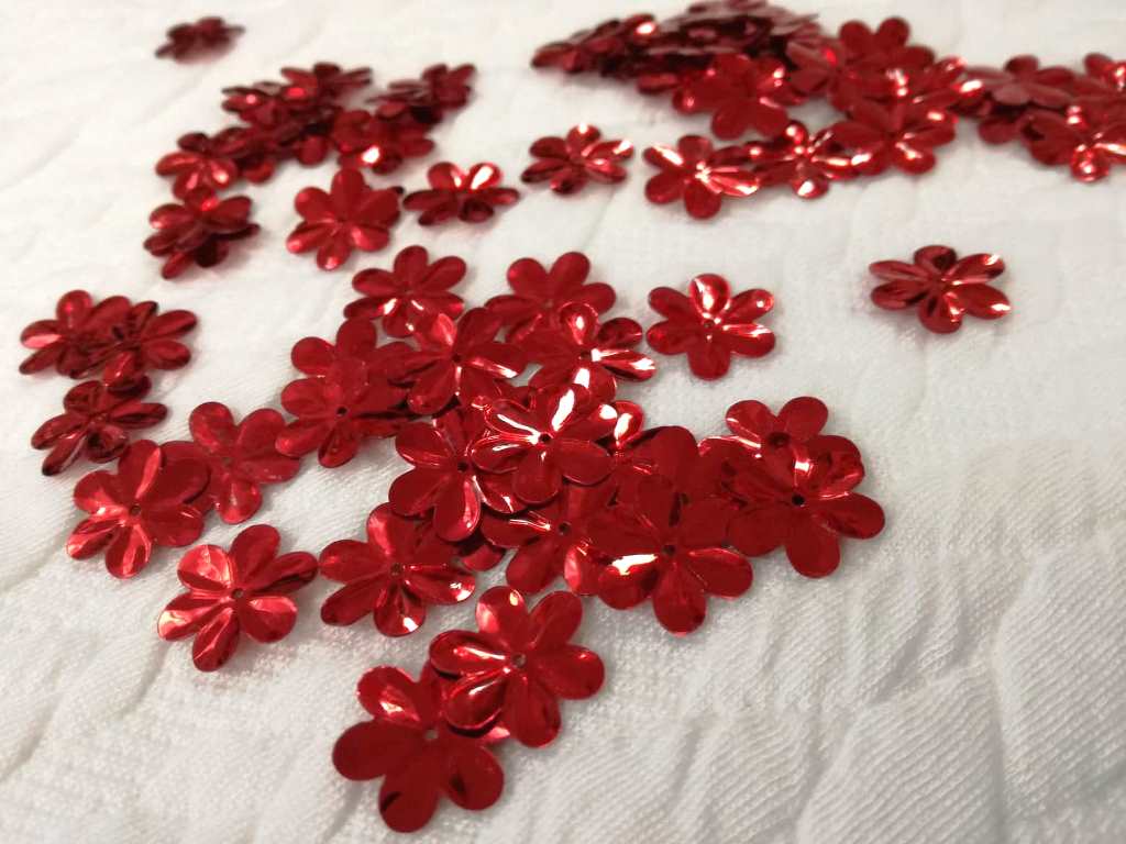 Flitre Ø15 mm kvety lesklé- 10g