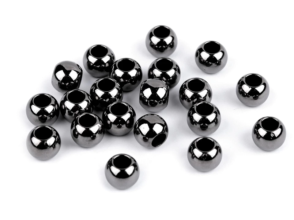 Plastové korálky Metalic s veľkým prievlakom / plavkové 8x10 mm - 20ks